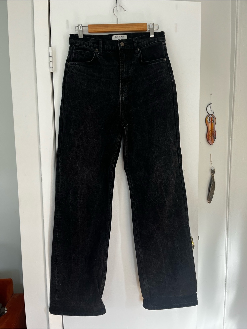 Reformation High-Waist Black Straight-Leg Jeans